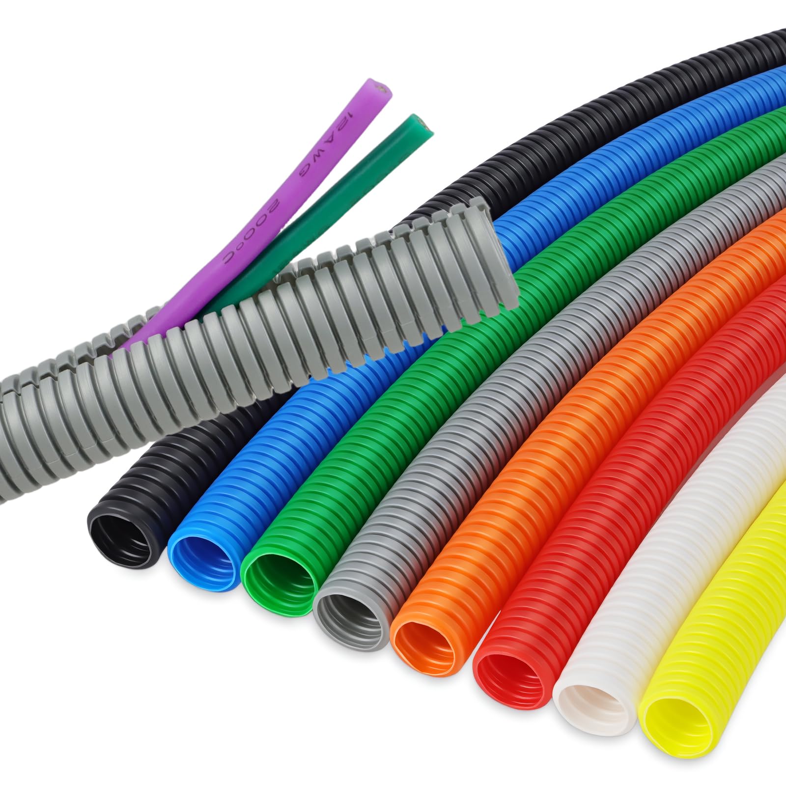 HOLED Split Wire Loom Tubing, Flexible Conduit Cable Protector for Automotive Wiring Home Theater Industrial Cable Management (Gray, 21.2mm(0.83in)-25ft)
