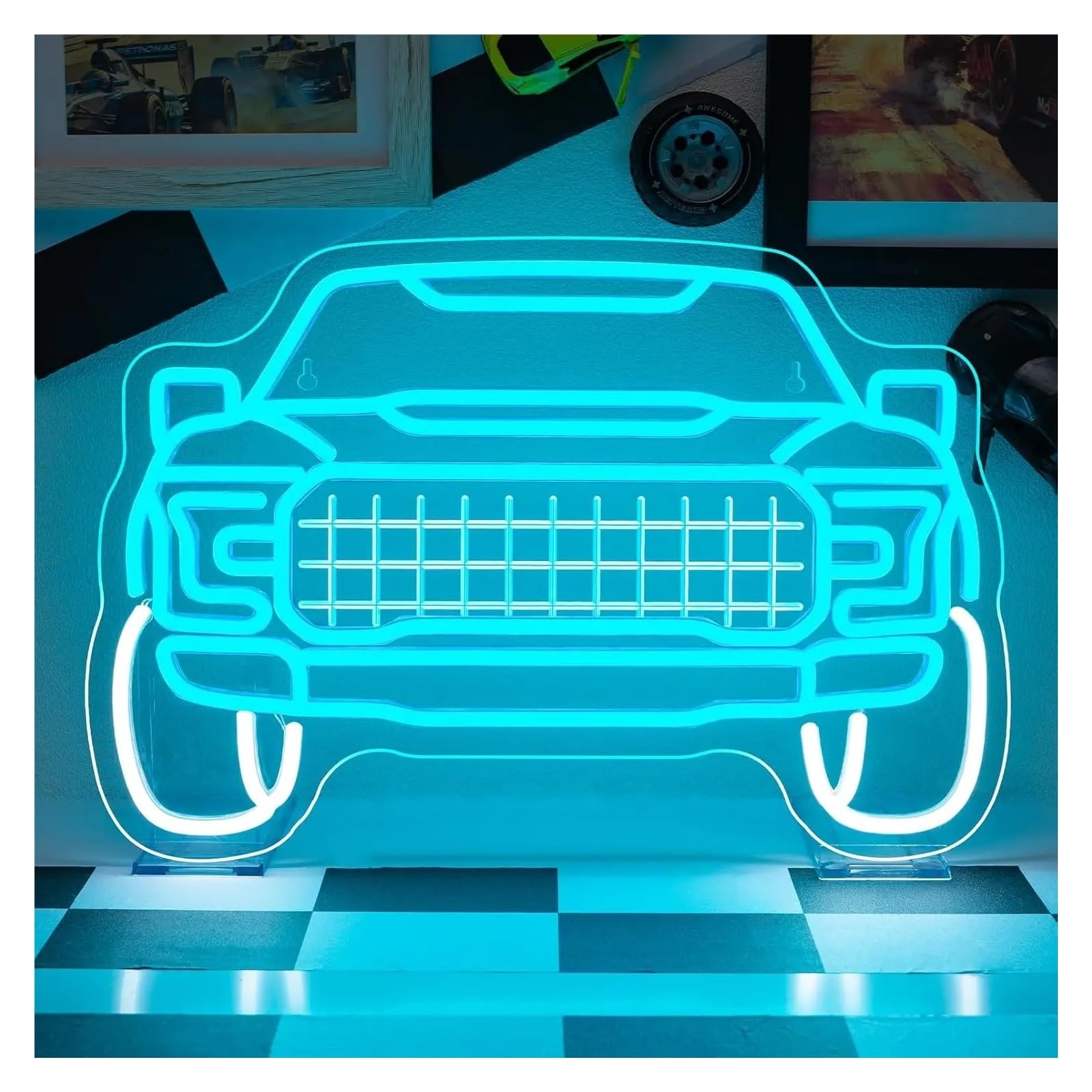 LEMST Signs Lamp Car Neon Signs USB Powered LED Light for Retro Racing Party Garage Bar Gaming Room Bedroom Decoration 42X28cm/16.54×11.02in