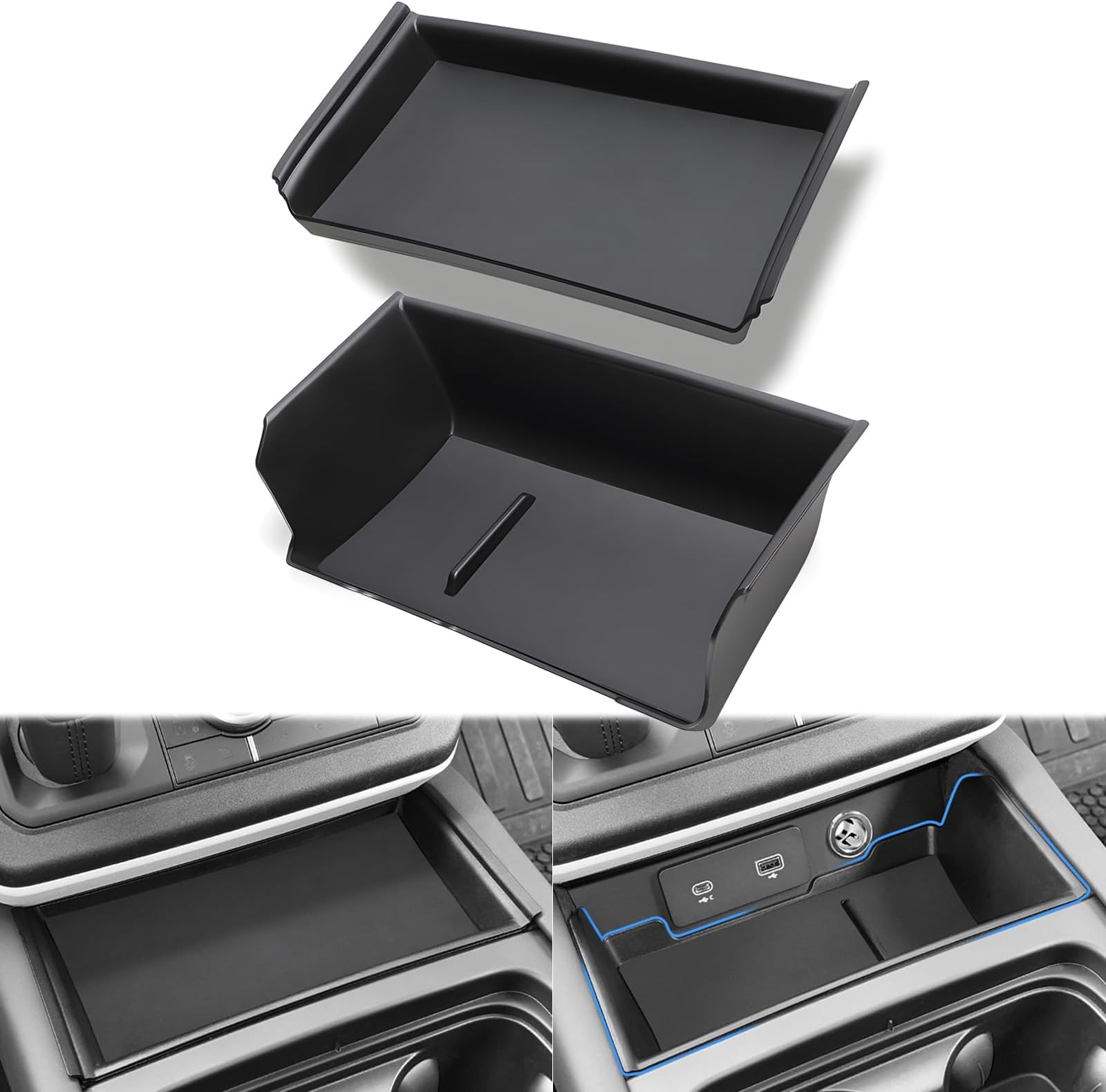 for Land Rover Defender 90 110 Accessories 2020-2024 Center Console Organizer Tray Storage Box Upper and Lower 2 Layer with Non-Slip Mat