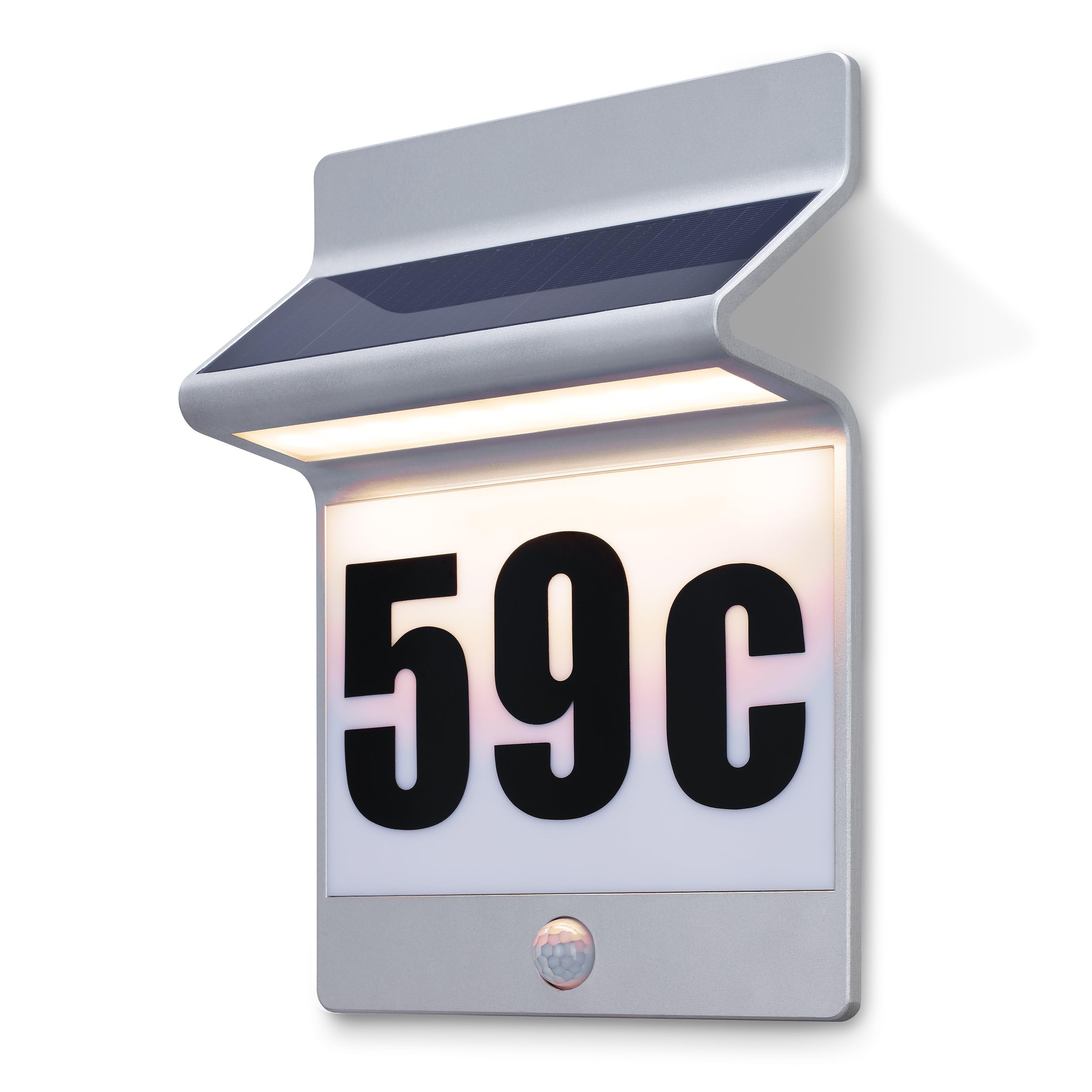 Esotec Solar Hausnummernleuchte Wandleuchte Alu Line Bewegungssensor 102651