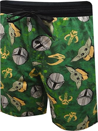Star Wars The Mandalorian Grogu and Mando Tie-Dye Jam Shorts