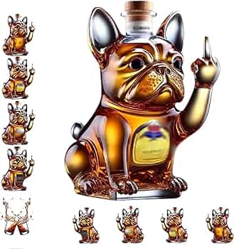Amazon.co.jp: 面白いフレンチブルドッグのウイスキーボトル、中指の犬