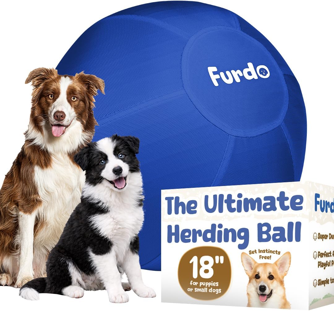 18" Herding Ball for Dogs,for Corgis, for Australian Shepherd, for Cattle, for Border Collie, for Blue Heelers & Other Medium to Large Dogs, Herding Dog Ball, Herding Dog Toys - Blue