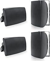 Herdio 6.5 Inch 800W Waterproof Outdoor Speakers with Bluetooth Amplifier - 4 Wall Mount Speakers for Patio, Poolside, Backyard (Black)