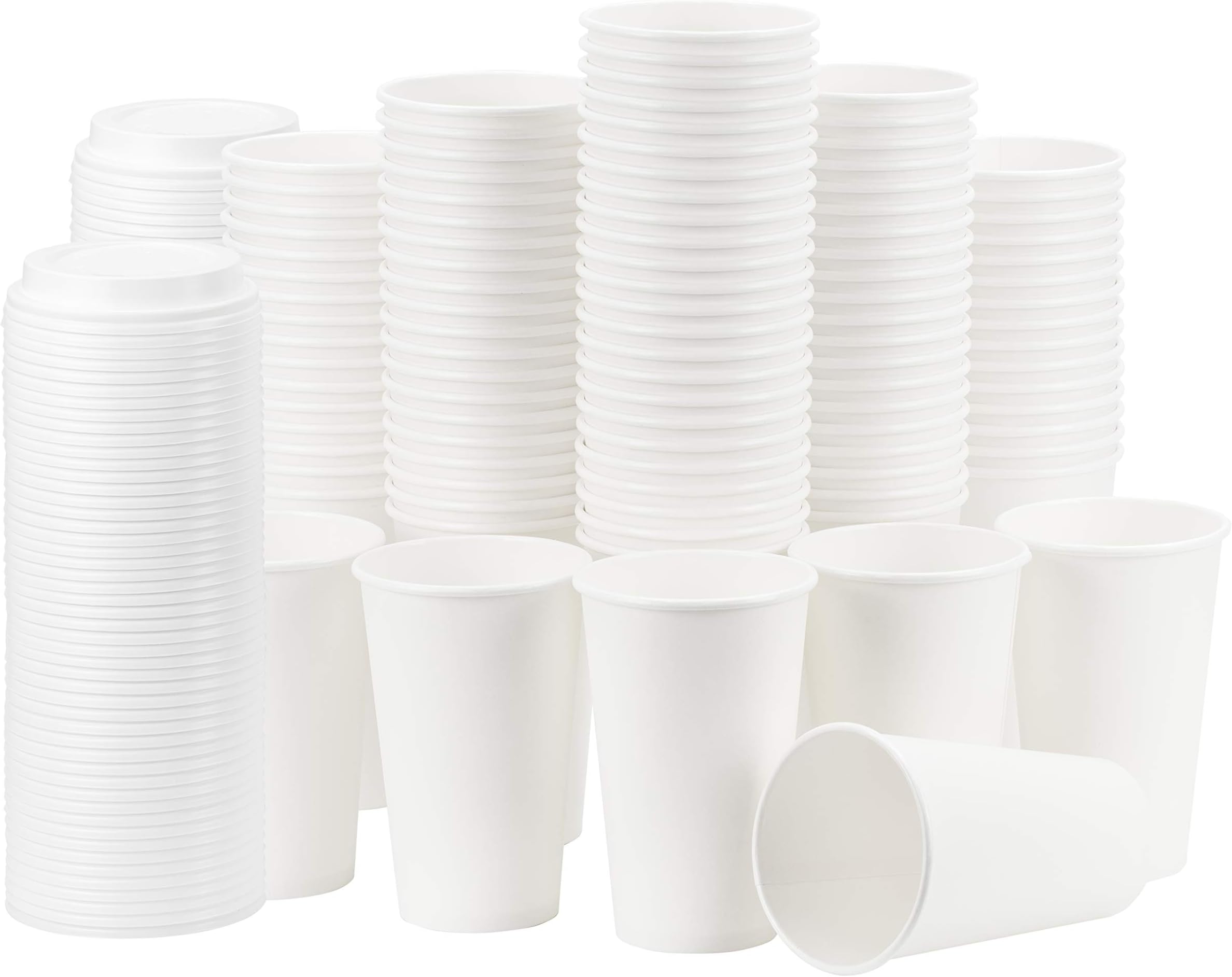 Siptown 16 oz Disposable Insulated Hot Drink Coffee Tea Paper Cups, Combo Pack, 16oz, White, Made in USA