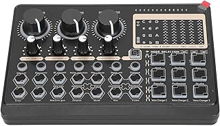 Oumij1 Sound Card, External Live Sound Card, 14 Live Special Effects, 6 Sound Modes, 3 Voice Changes, Portable Sound Card Device, for Microphone, Phone, Computer(black)