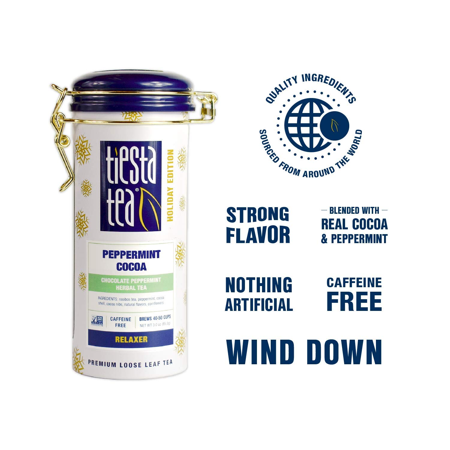 Tiesta Tea - Cocoa Mocha, Loose Leaf, Tiramisu Coffee Black Tea, Premium High Caffeinated Blend, Holiday, Make Hot or Iced & Brews Up to 25 Cups, 1.8 Ounce Resealable Pouch: Cozy Peppermint Cocoa Pouch - 25 Cups