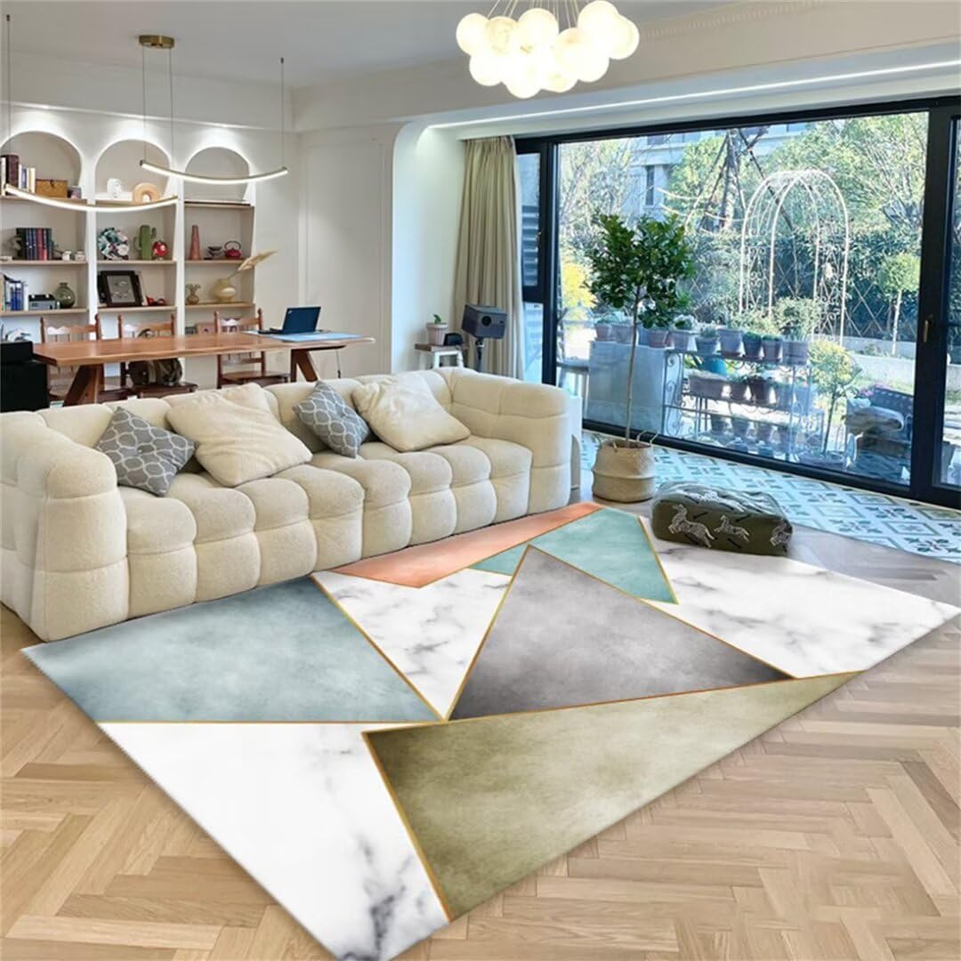 Tapis design salon doux et écoresponsable aux finitions géométriques