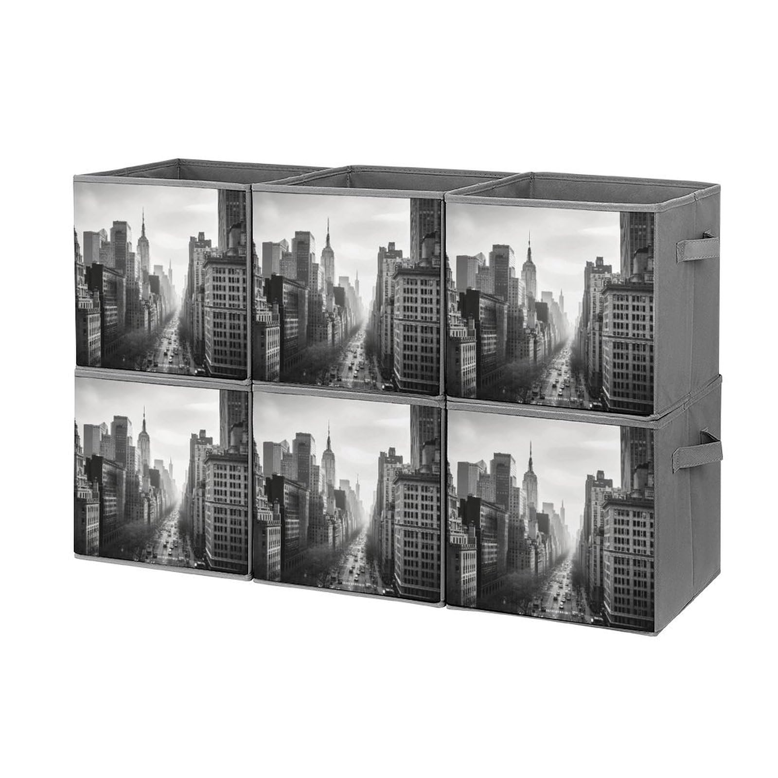 Boîte de rangement pliable noir et blanc organiseur avec poignées pour placard