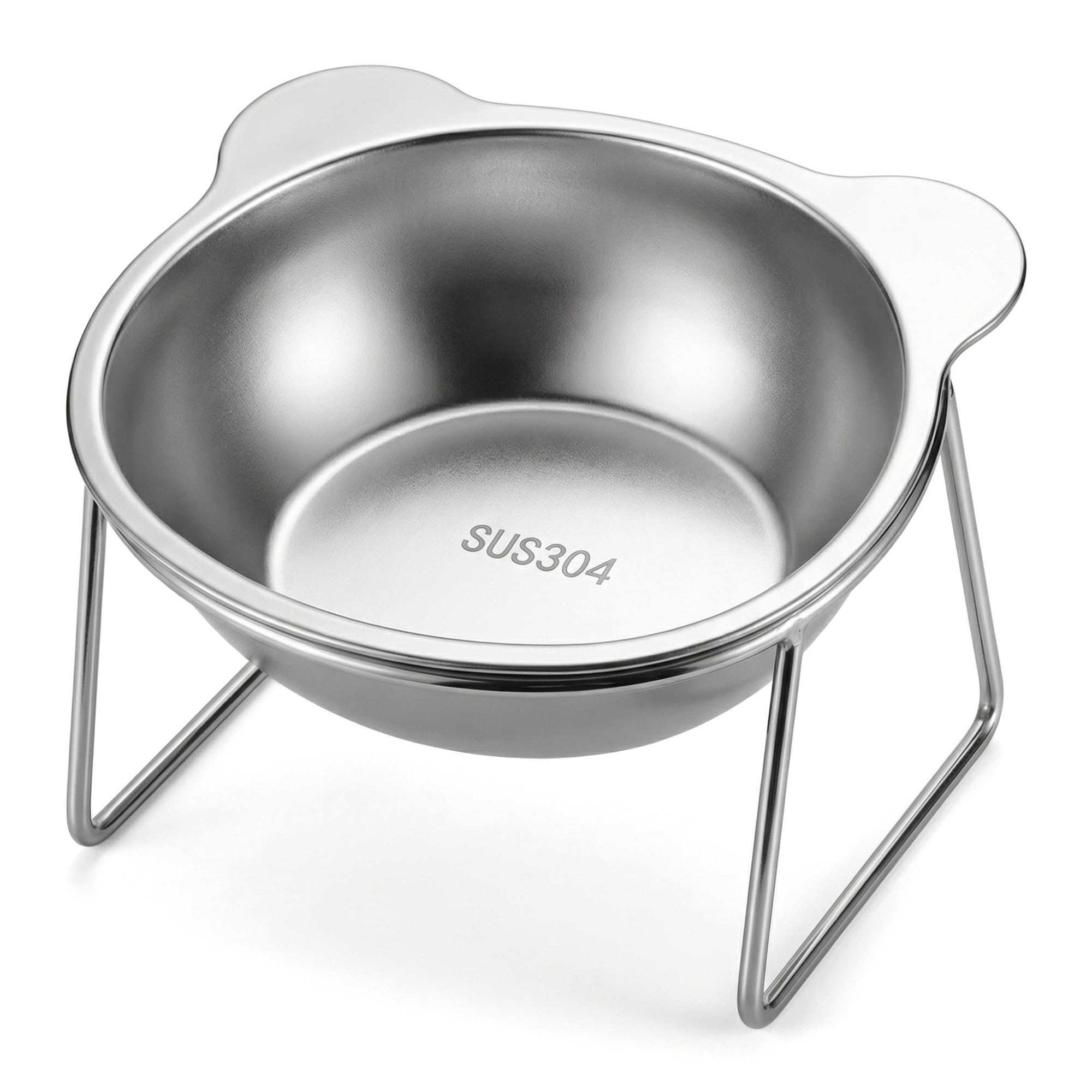 Binggee Raised Cat Bowls – Whiskers-Friendly Cat Food Bowl with a 15° Tilted Design, Made of Durable SUS304 Stainless Steel, 15 cm Bowl Opening
