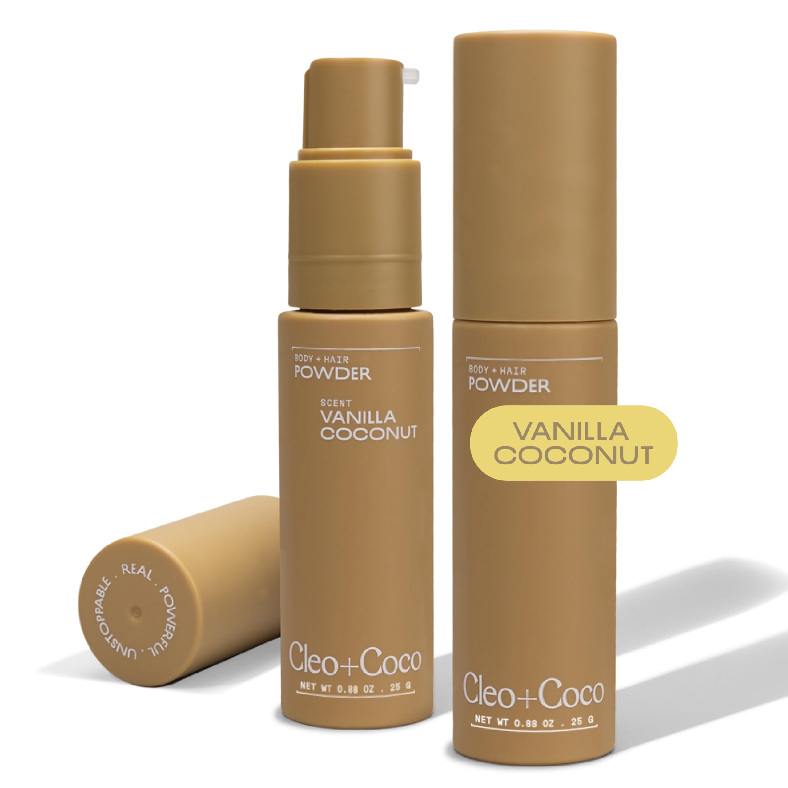 Cleo Coco Deodorant Powder for Body Hair Vanilla Coconut 0 88 oz each 2 Bottles 2-in-1 Deo Powder
