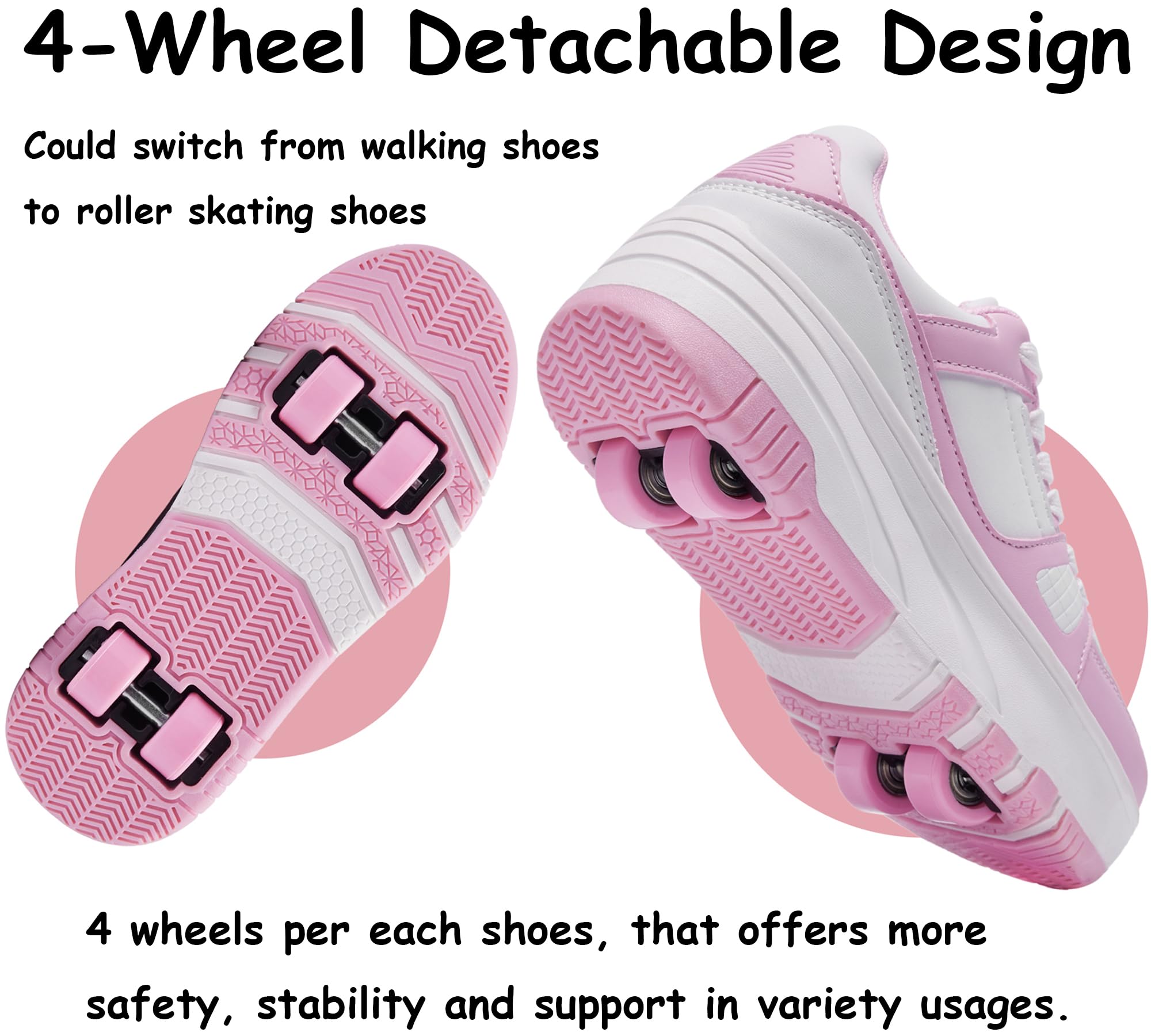 ANEFUN Ragazzi Ragazze Scarpe con Ruote Pattini Pattinaggio Bambini Pattini a Rotella Scarpe con 4 Ruote Rimovibili Comfort Sport Outdoor per Bambini
