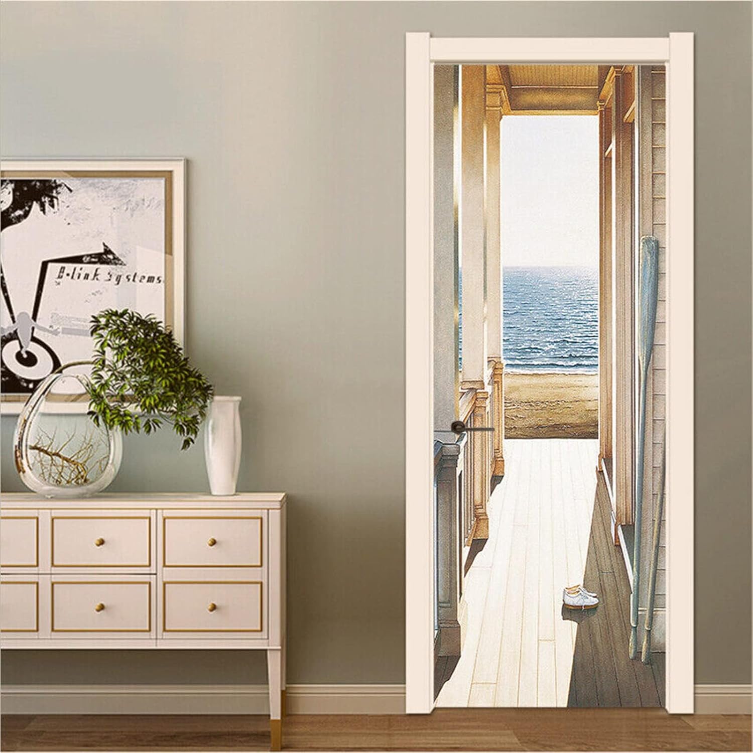 artfanke 3D Door Sticker Peel and Stick Hand Painting