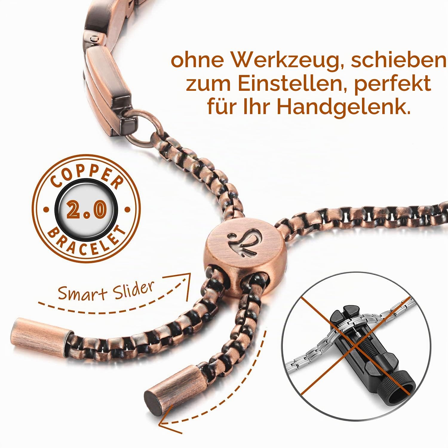 RainSo Damen Starkes Magnetarmband aus Kupfer-Magnetisches Kupferarmband (Funkenkristall)