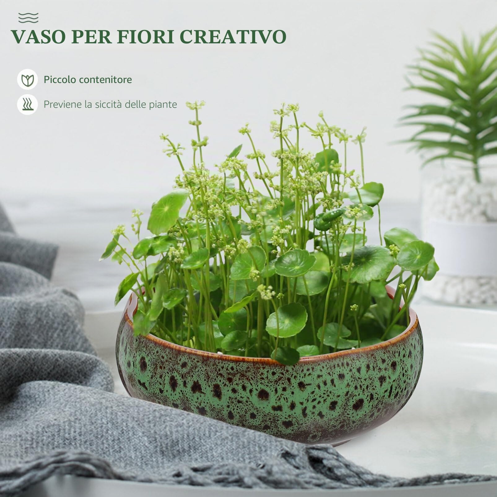 Vaso da fiori in ceramica per terrazze, vaso per piante grasse, vaso per bonsai per gigli, ninfee, casa, giardino, soggiorno, ufficio, decorazione