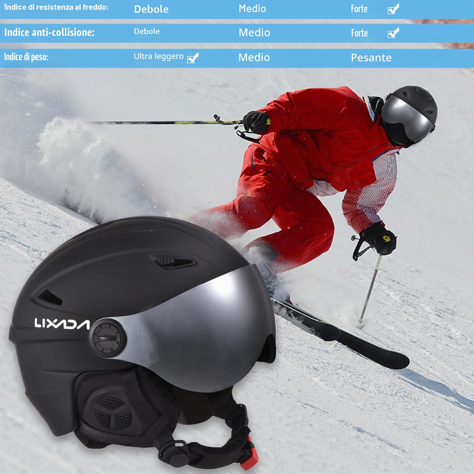 Lixada Casco da Sci Snowboard Equipaggiamento Protettivo Attrezzatura di Sicurezza per Gli Sport Invernali Protezione per la Testa per Gli Sport sulla Neve