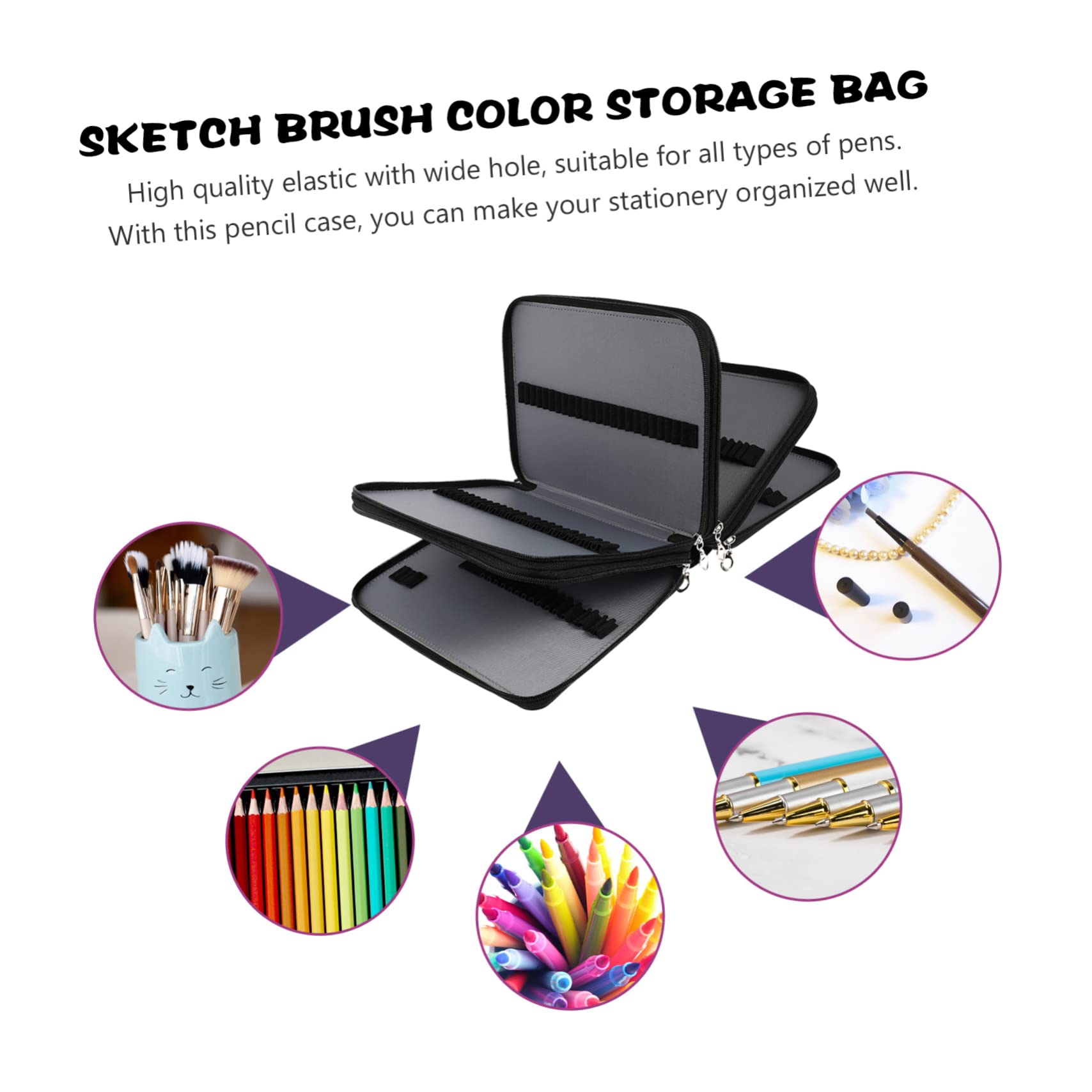 Astuccio Portatile Per Matite Artistico Borsa Fessure Elastiche Per Penne e Matite Design Per Studenti e Artisti