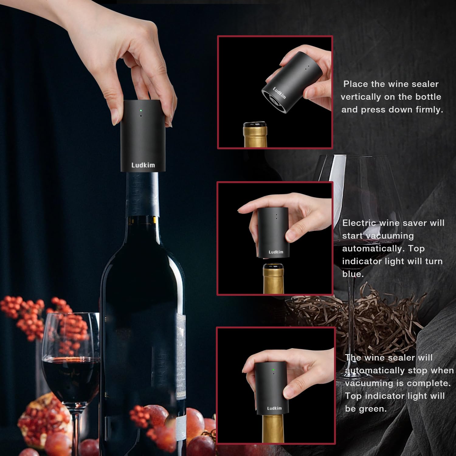 Elektrischer Weinöffner Set, All-in-One Wein-Geschenkset mit elektrischem Belüfterspender, automatischer elektrischer Korkenzieher, automatischer Spar-Vakuumpumpe, Folienschneider und