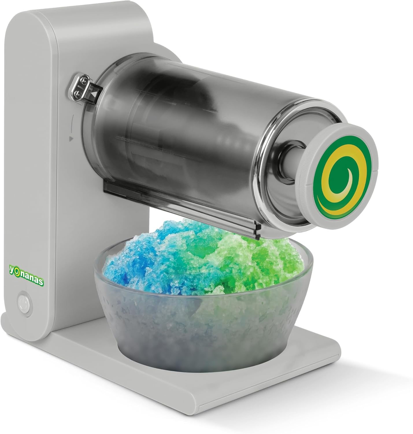Yonanas Portable Shaved Ice Maker Cordless and Rechargeable with Hands-Free Operation for Fluffy Snow Cones, Slushies and Frozen Drinks, USB-C Charging, 2 Ice Molds Included, in Silver
