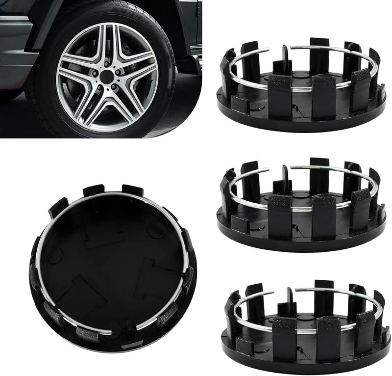 4 PCS Car Wheel Hub Center Cap, Snap-in Tight Fit Wheel Center Hub Cap Cover, Scratch-Resistant Waterproof Rim Exterior Accessories, Universal for Most Vehicles, Trucks, SUVs (Black)