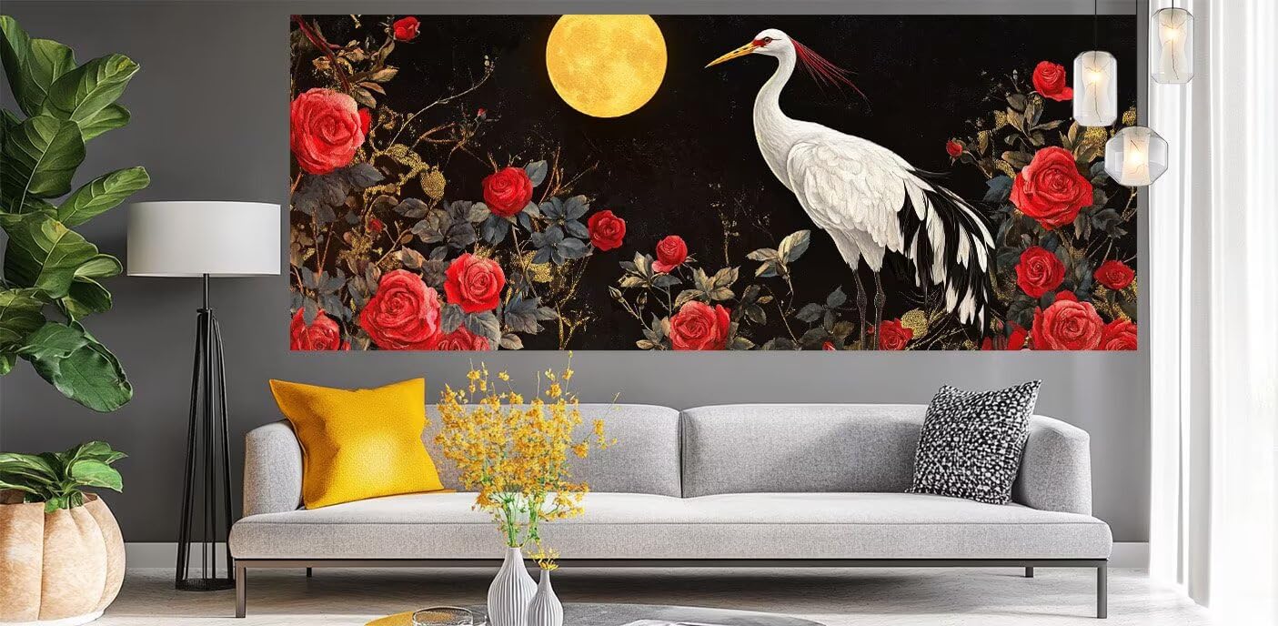 Malen Nach Zahlen Erwachsene Landschaft,DIY Malen Nach Zahlen XXL Paint by Numbers für Anfänger,Bastelset Handgemalt Ölgemälde Kreativ Set Mit Pinseln und Acrylfarbe,Home Décor Vögel 80 X 180cm Y940