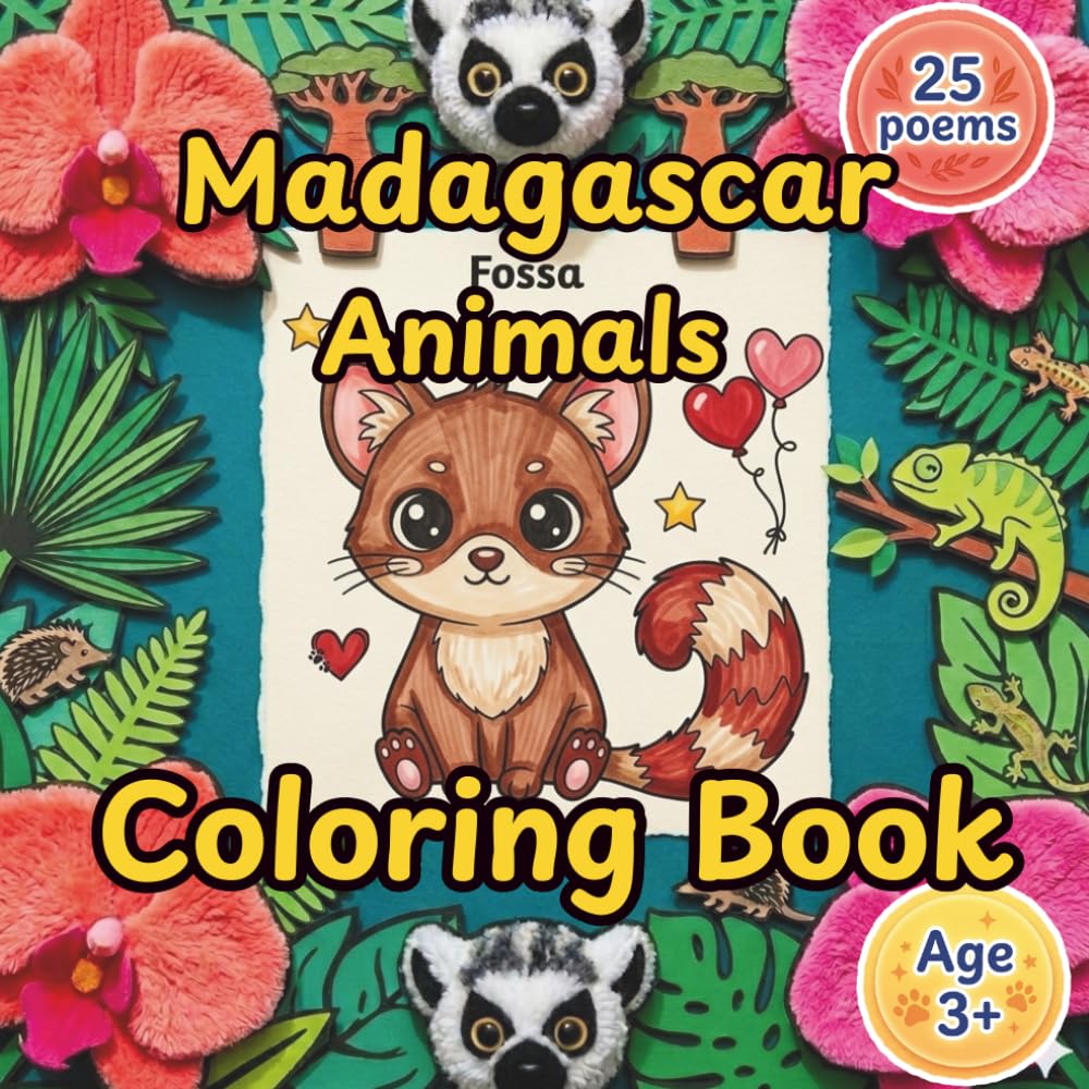 Madagascar Animals Coloring Book: Color & Discover: Coloring and Activity Pages with Fun Facts and Poems for Kids