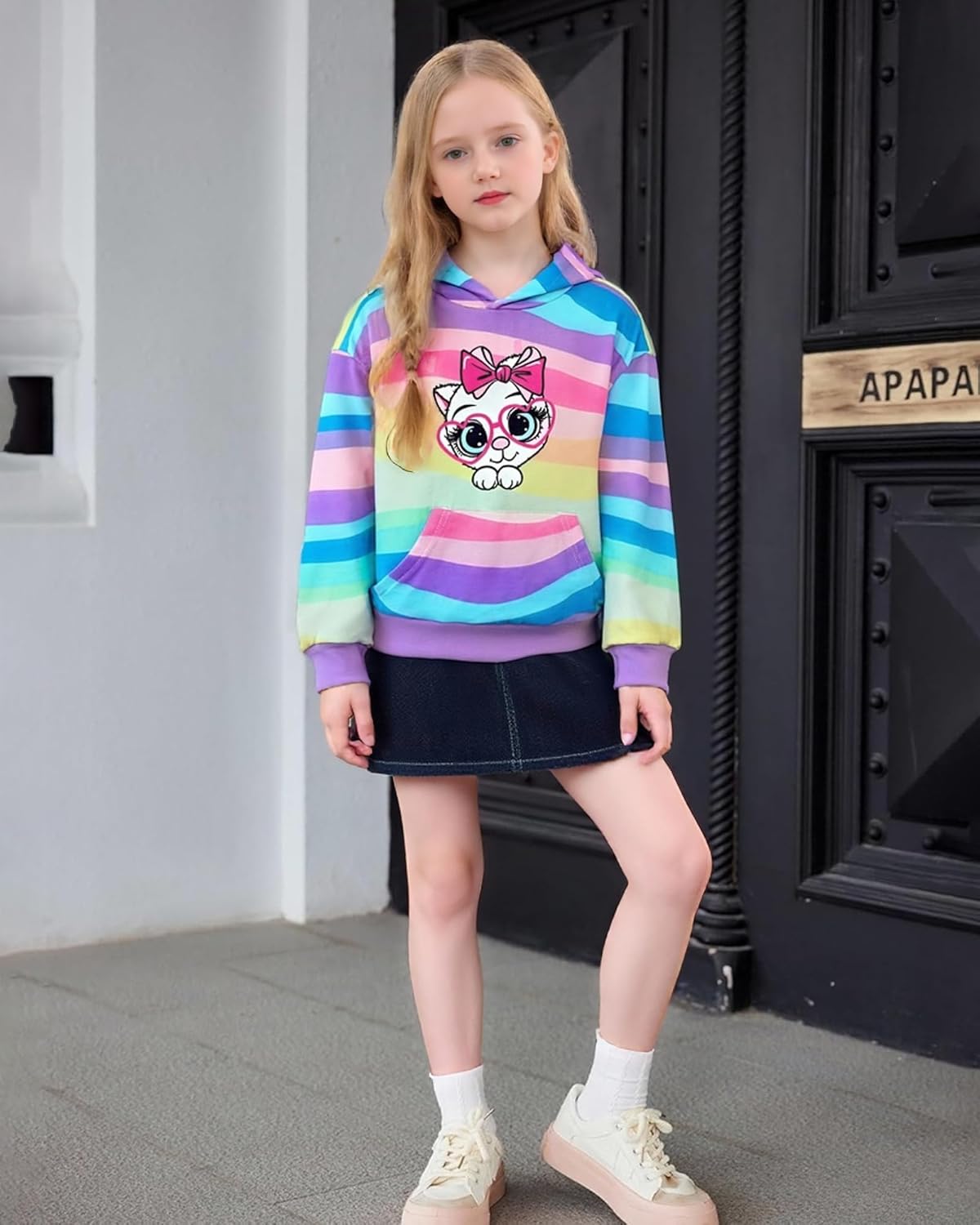 Girls Sweatshirt Printed Hoodie Long Sleeve Pullover Fall Fashion Hooded Top for Teen Girls with Pockets 4-12 Years - Image 3