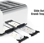 Grille-pain 4 Tranche, grille-pain en acier inoxydable Bagel avec LCD Minuterie, Fentes extra larges, Double écran, Enlèvement de bac en croûte (blanc)