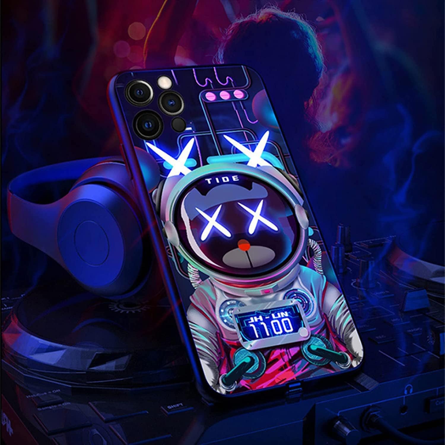 Compatible with iPhone Case,LED Colorful Glowing Tempered Glass Back Cover Bumper Shockproof,forCool Women and Men,Protective Lens,Voice Call Flash Wireless Charging (iPhone 17 Pro Max)