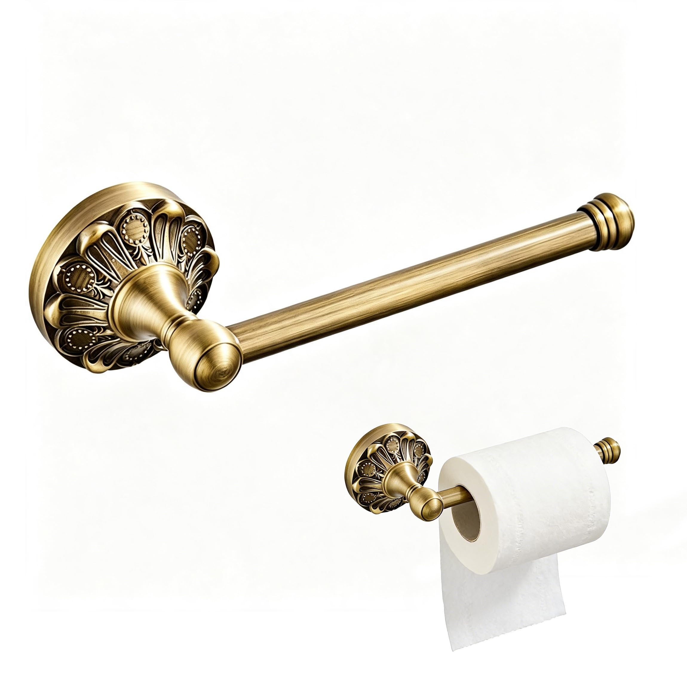 Antique Toilet Paper Holder 2 Pcs Gold Brass Hand Towel Ring Vintage Tissue Roll Set, Wall Mounted Bathroom Paper Hanger Hardware Decor Accessories(Oval) — Amazon image 12