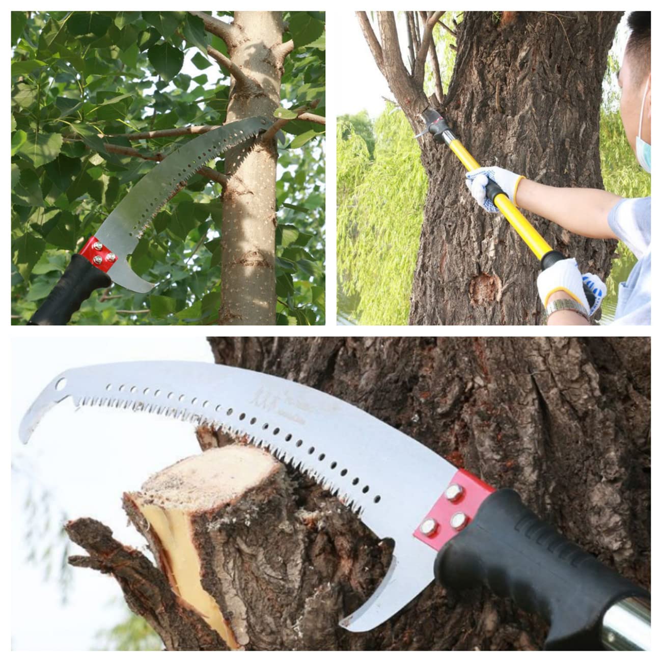 Scie d'élagage sur perche manche de 17 pieds Scie d'élagage sur perche télescopique avec sac de transport et perche robuste Scie à haute branche isolée électriquement pour l'élagage des branches.