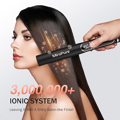 Miniatura 3 de MiroPure Plancha plana para el cabello, planchas de titanio de 1 pulgada con calentamiento 15S, plancha profesional de iones negativos de cerámica