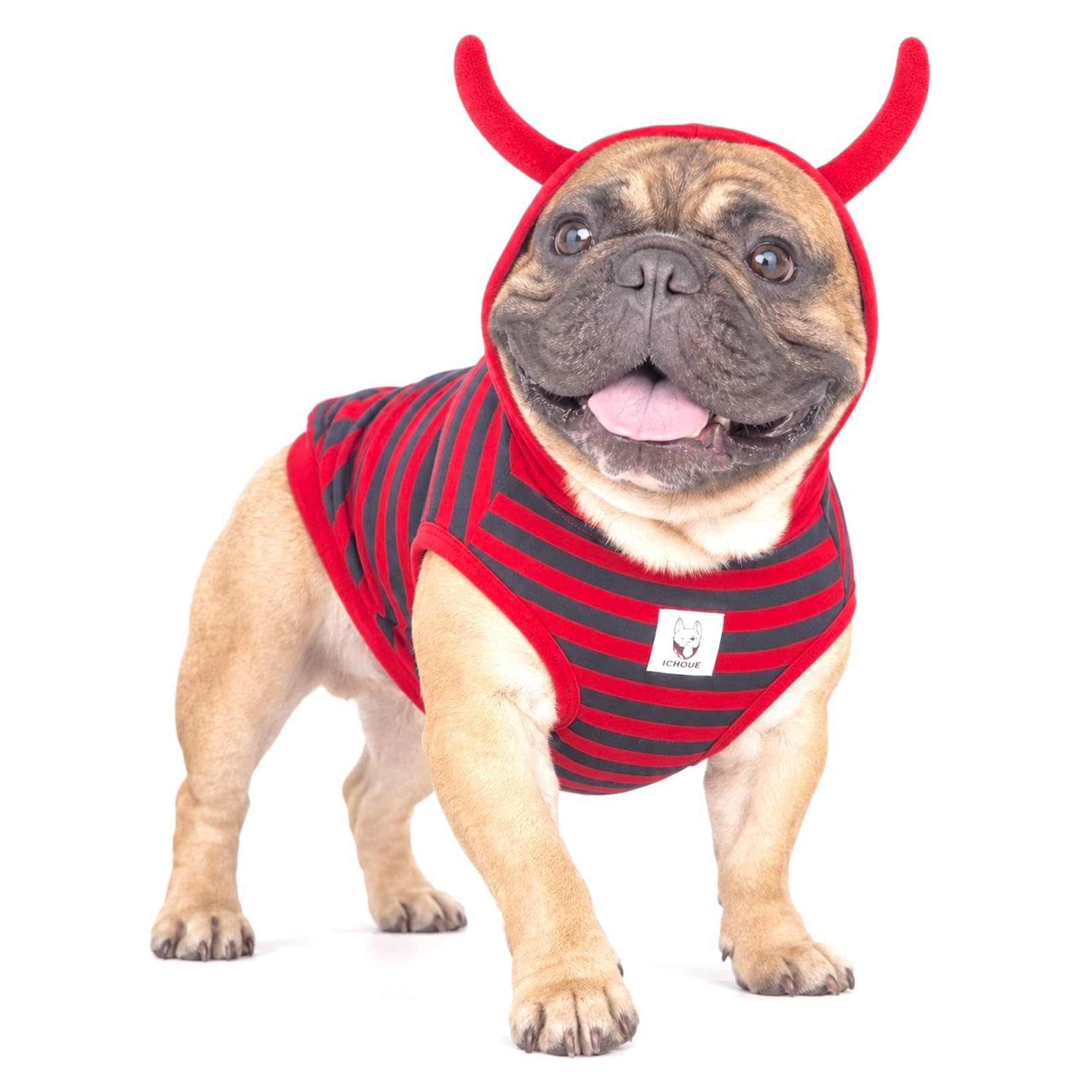 iChoue Fire Ant Dog Halloween Costumes Hoodies Clothes for Medium Dogs Boy Girl for French Bulldog Cold Weather Winter Coats Hoodies Frenchie English Pug Pitbull Corgi Puppy - Red/Medium โ image 1