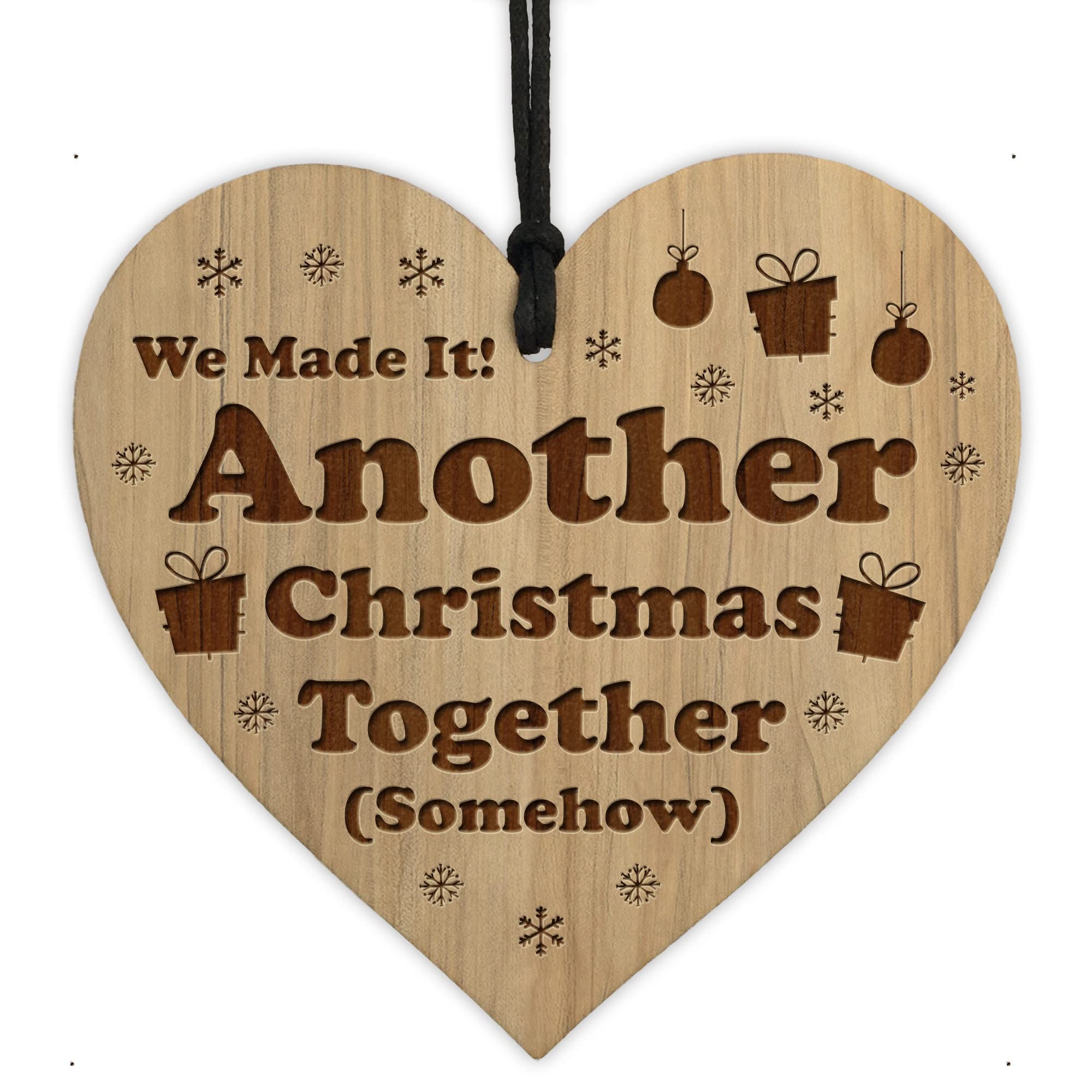 Red Ocean Funny Gift For Christmas Bauble Hanging Engraved Heart Boyfriend Girlfriend Husband Wife Gifts