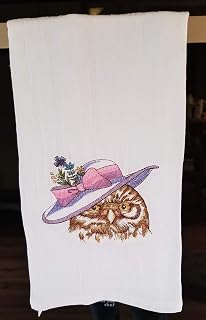 Embroidered Rung Spun Cotton Flour Sack Kitchen Towel - Owl In Summer Bonnet