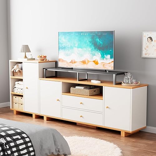 Miniatura 7 de Soporte elevador de TV grande de 59 pulgadas para TV de 32 a 75 pulgadas, estante de TV con patas de acero, elevador de TV de mesa para el hogar,