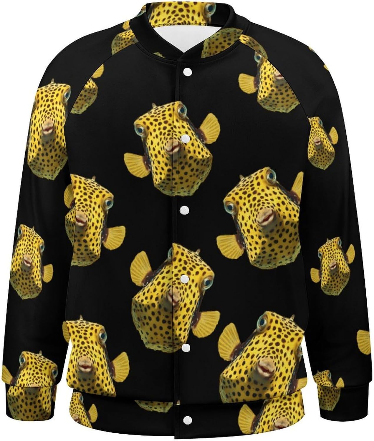 Boxfish1 Yellow Men's Baseball Bomber Lightweight Jacket Casual Coats Streetwear