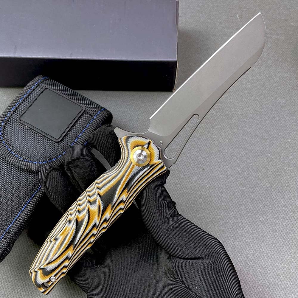 Klappmesser 7.9" Scharf Robust Taschenmesser aus D2 edelstahl, ‌G10, Outdoor Edc Messer Survival Jagdmesser, tragbare camping messer, Faltbar tanto neck knife, flipper einhandmesser mit clip Scheide