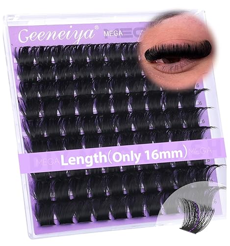 Miniatura 11 de Geeneiya Kit de racimos de pestañas de 5 estilos, extensiones de racimos de pestañas de volumen/mega/completo/inferior con adhesivo de pestañas y