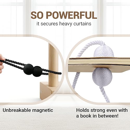 Miniatura 5 de Hion Alzapaños magnéticos para cortina, 2 piezas, abrazaderas de cortina, hebillas, soportes de ganchos para el hogar, al aire libre, dormitorio
