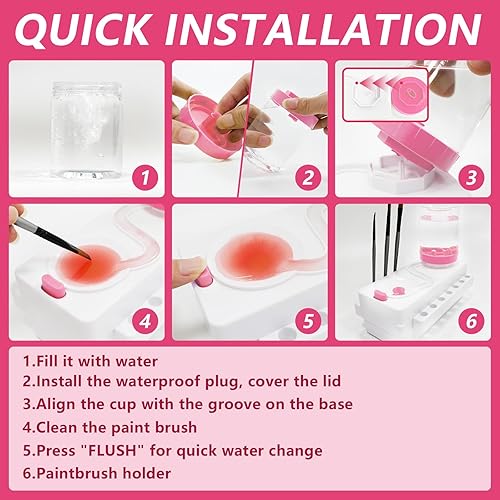 Miniatura 7 de Juego de limpiador de pinceles, enjuague de pinceles con drenaje y soporte para pinceles, limpiador de pinceles de circulación de agua para