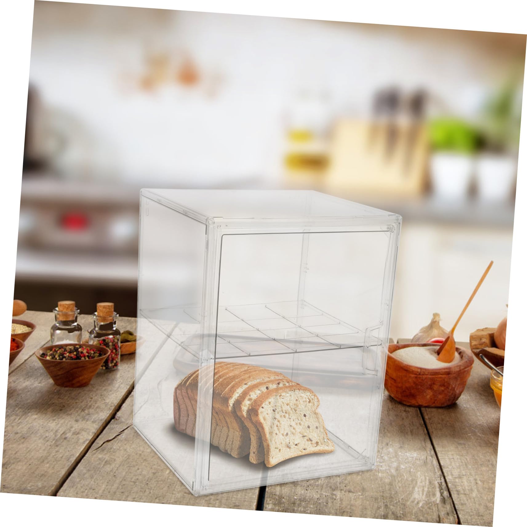 Cabilock Contenedor De Cocina Para Almacenar Pan Contenedor De Doble Capa Transparente Caja Para Alimentos De Cocina