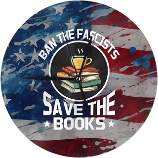 Ban The Fascists Save The Books Wall Clock Oil Painting Round Decor Non Ticking for Home Office School