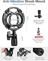 Vista 4 de InnoGear Soporte de micrófono de escritorio, mesa de escritorio con base ponderada, clip de micrófono de 3/8 a 5/8 pulgadas, altura ajustable