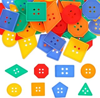 200 Pcs Bright Large Buttons for Crafts Set with 16 Strings 8 Hooks, Assorted Buttons for Creative DIY Projects Large Beads Button Lacing Threading for Arts Activities, Crafts DIY Projects
