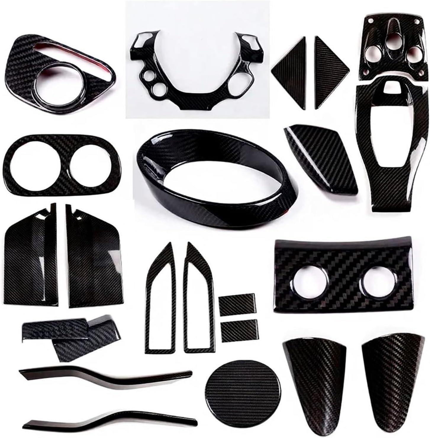 Real Carbon Fiber Compatible for Ferrari 458 2011-2016 Car Gear Panel Glass Lift Switch Door Handle Cover Decoration Sticker Car Accessories(A)