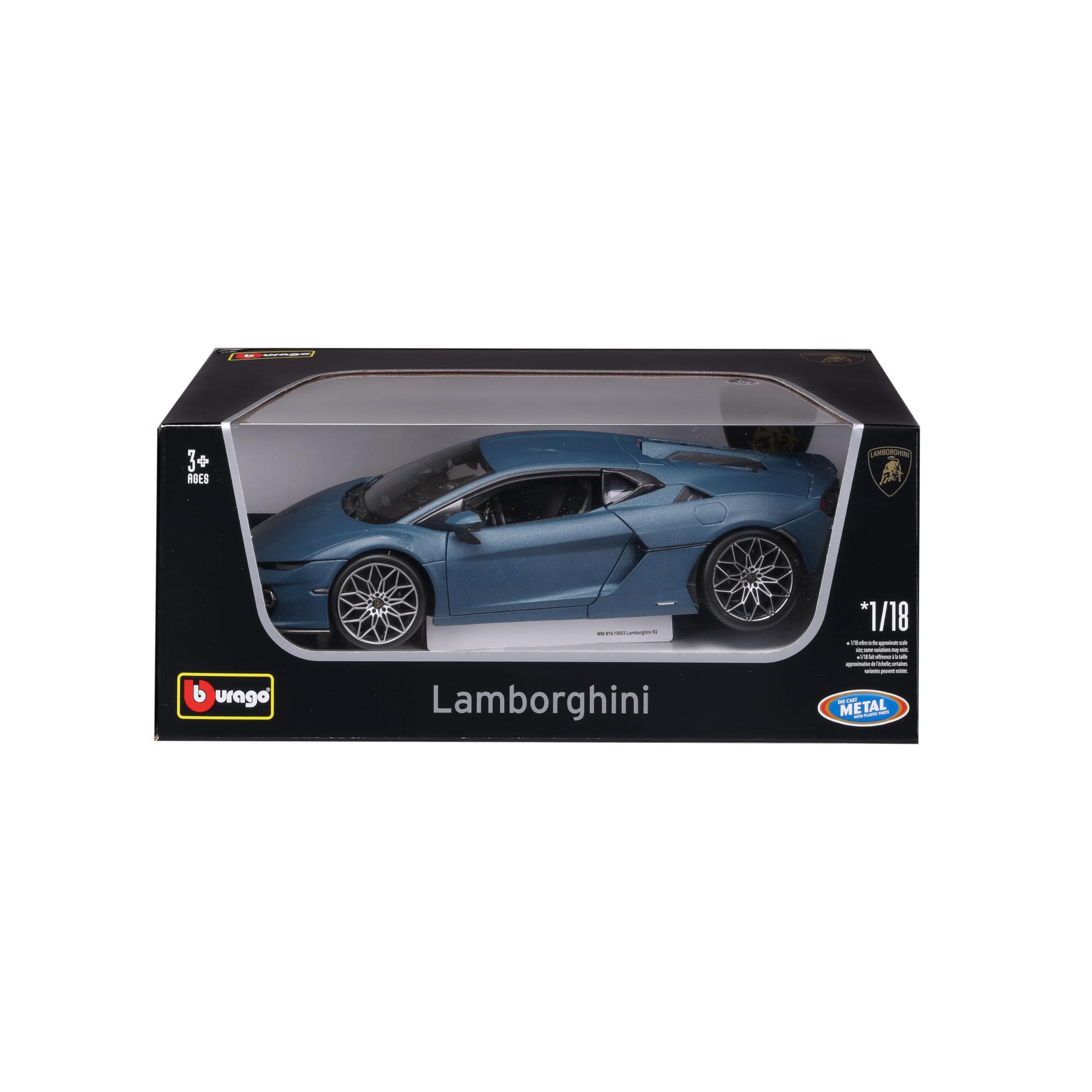 Bburago - Lamborghini Temerario, Coche Diecast a Escala 1:18, Réplica Detallada del Primer Superdeportivo Lamborghini, 4 Aperturas, Licencia Oficial, Edad Recomendada 3+ Años