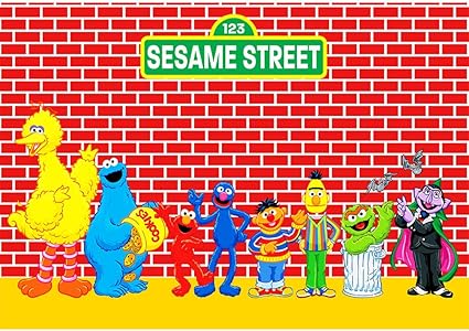 Amazon 赤レンガセサミストリート背景 1歳の誕生日 7x5フィート エルモ クッキーの背景付き 1歳の誕生日用 カスタマイズした背景 子供の 名前の背景 パーティー壁装飾 Change バックペーパー 背景布