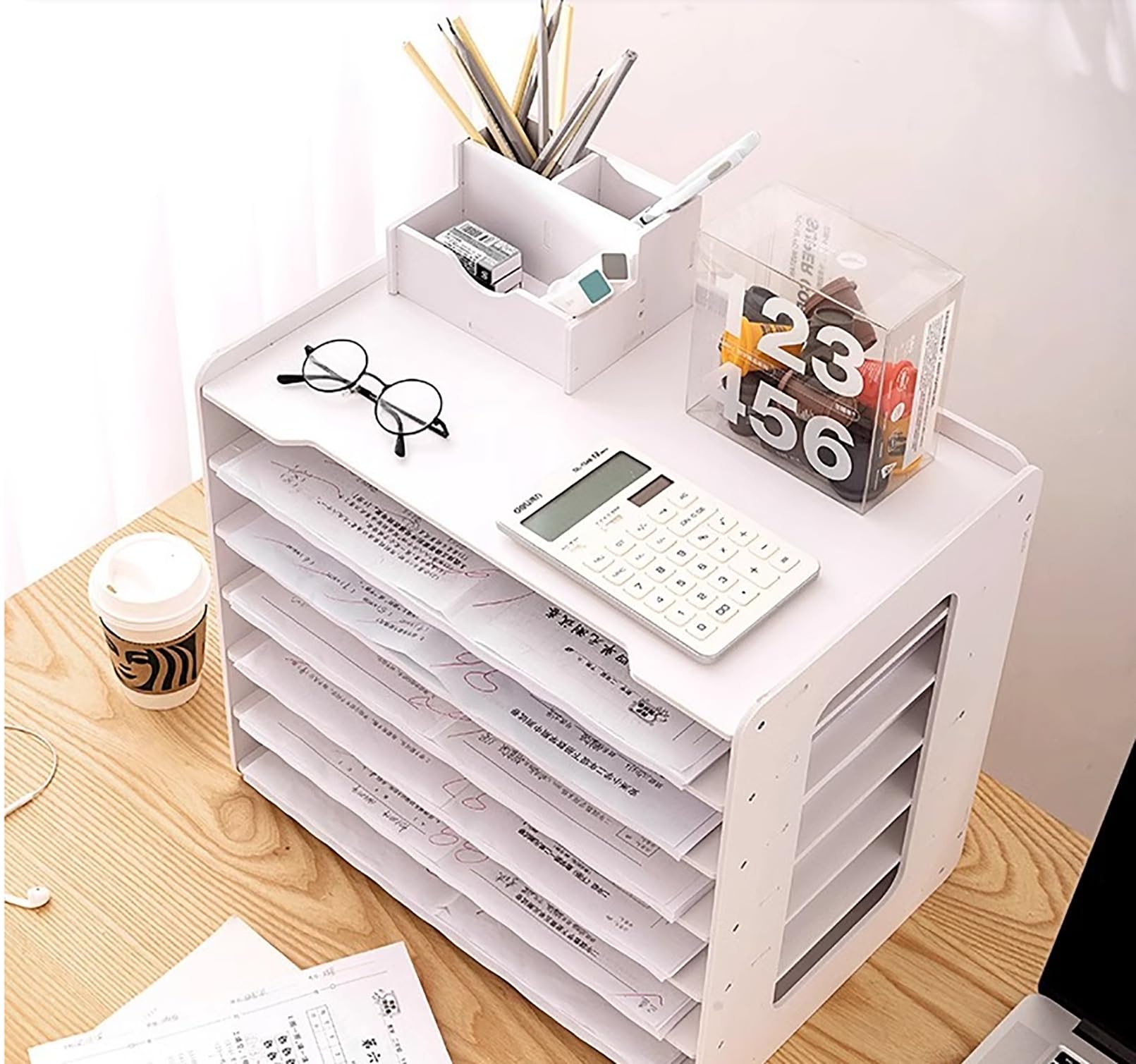 Extra große A3-Papierregale für Büro und Schule, weiß, Schreibtisch-Aktenregale, Schreibtisch, Briefablage, Zeitschriftenhalter