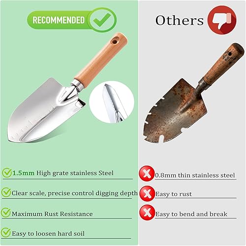 Miniatura 4 de Juego de herramientas de jardín de 11 piezas, herramientas manuales de jardinería resistentes, acero inoxidable resistente al óxido con organizador